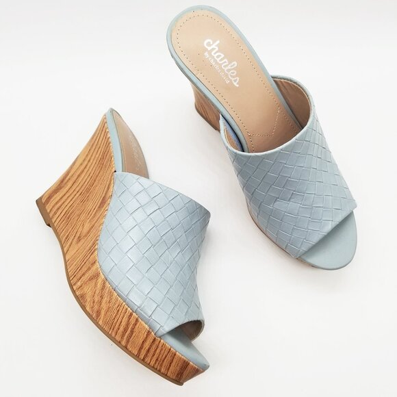 Charles By Charles David Launder Wedge Sandals Weave Textured Size 6M Light Blue - Picture 13 of 16